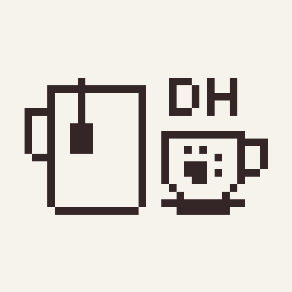 The Digital Humaniteas logo - 2 mugs of tea in a pixel art style.
